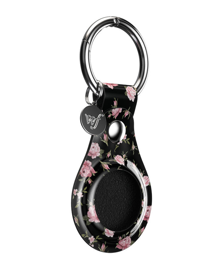 Black and Pink Floral Airtag Case