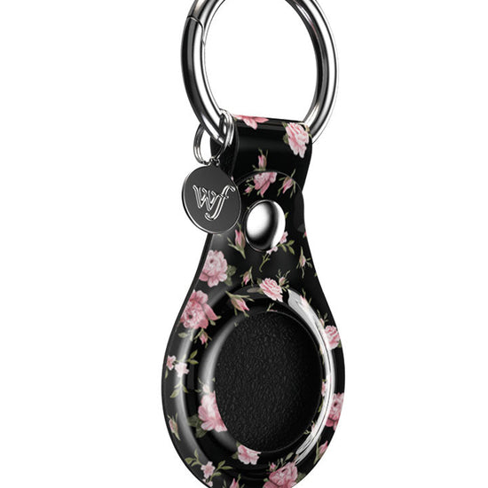 wildflower black and pink floral airtag key chain