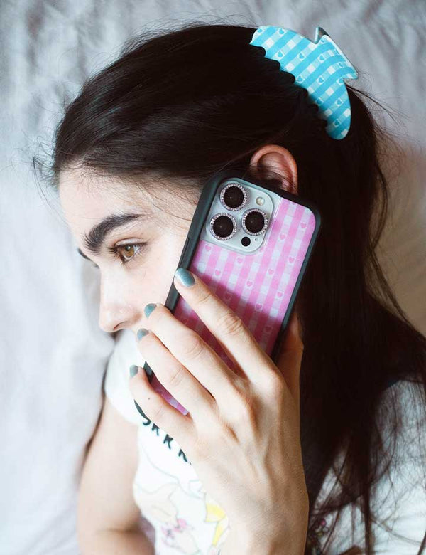 Lifestyle Image 02 Blue Gingham Hearts Clip