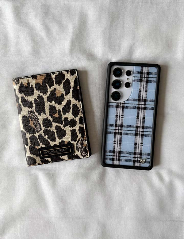 Wildflower Galaxy S25 case Ultra Plaid Blue Cute