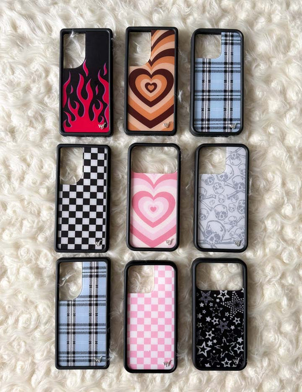 Wildflower iPhone case 17 Pro Max Plaid Blue Cute