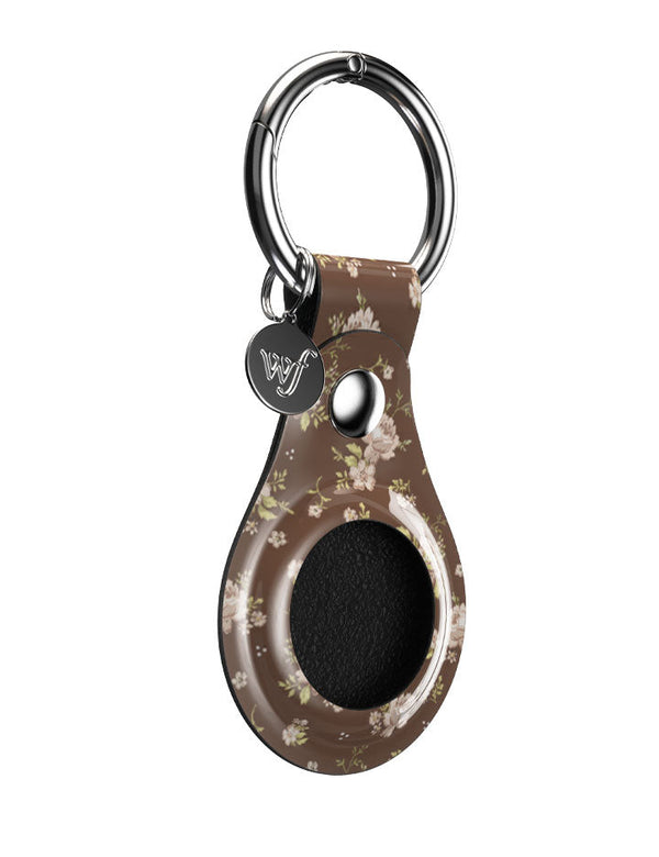 wildflower brown floral airtag key chain