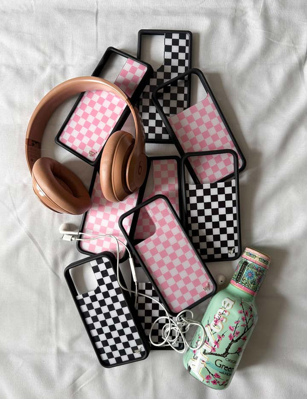 Wildflower Galaxy S25 case Ultra  Checkers Pink White Cute