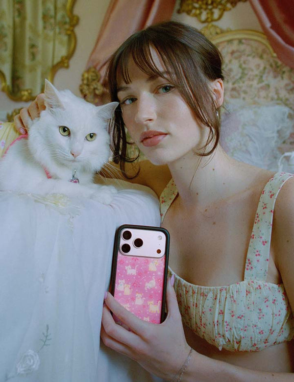 Wildflower iPhone case 17 Pro Max Claire Drake Cats Collab Pink Cute