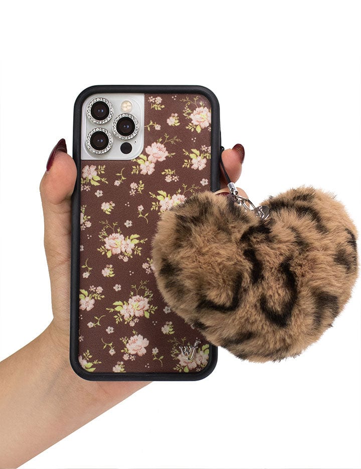 Fuzzy Heart w/ WF Charm | Leopard – Wildflower Cases