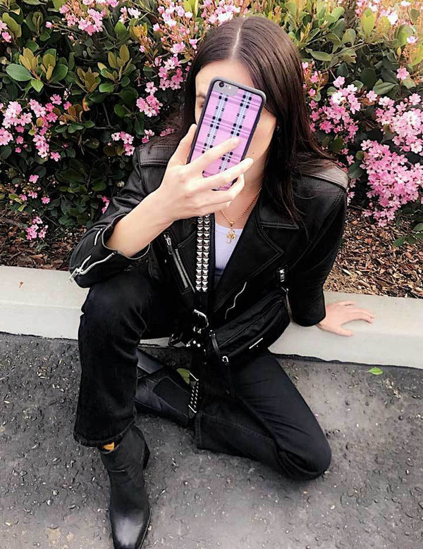 Wildflower Lavender Plaid iPhone Case Lifestyle Image 01