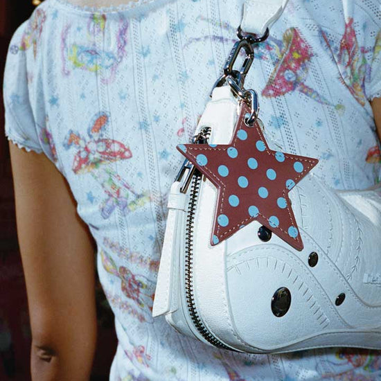 wildflower polka dot star charm brown and blue cute