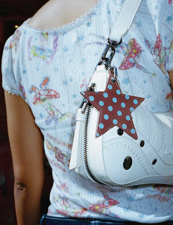 wildflower polka dot star charm brown and blue cute