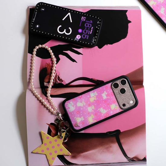 wildflower polka dot star charm yellow and pink cute