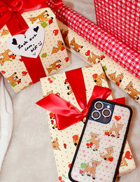 Lifestyle Image 02 Oh Deer and Red Gingham Hearts Gift Wrap - 2 pack