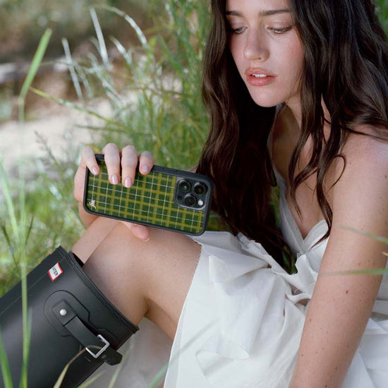wildflower cases x olivia neill collab plaid green phone case
