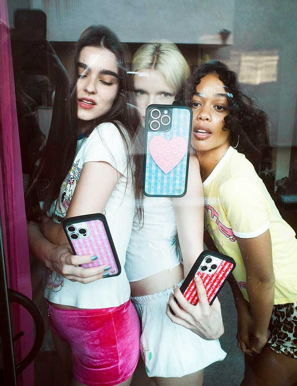 Lifestyle Image 02 Pink Gingham Hearts iPhone Case