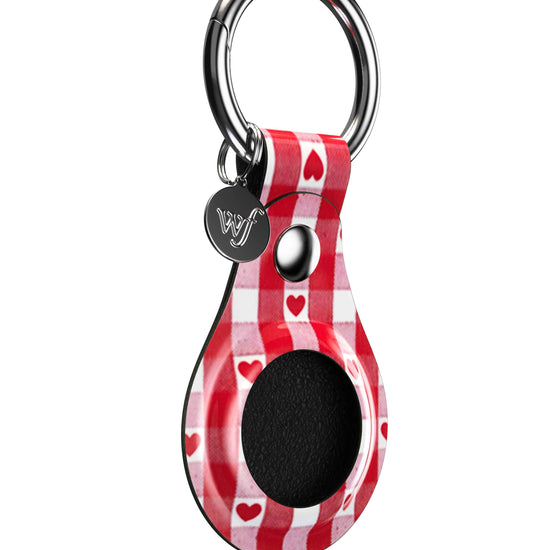 wildflower red gingham hearts airtag key chain