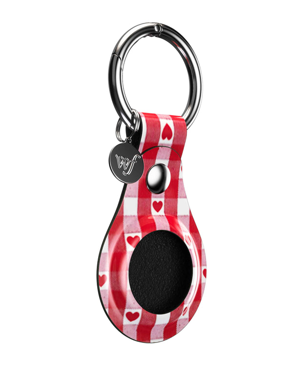 wildflower red gingham hearts airtag key chain