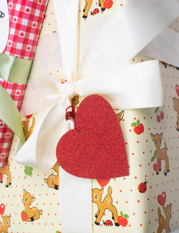 Lifestyle Image 02 Red Glitter Heart Hangtag Set of 10