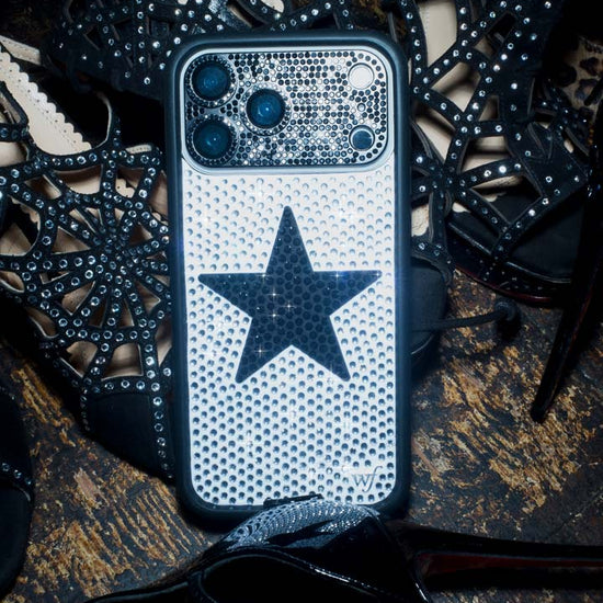 Lifestyle Image 02 Rhinestone Star White and Black iPhone Case