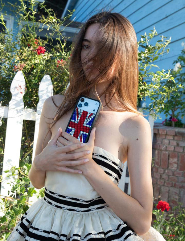 Wildflower iPhone case 14 Rhinestone Union Jack Red Cute