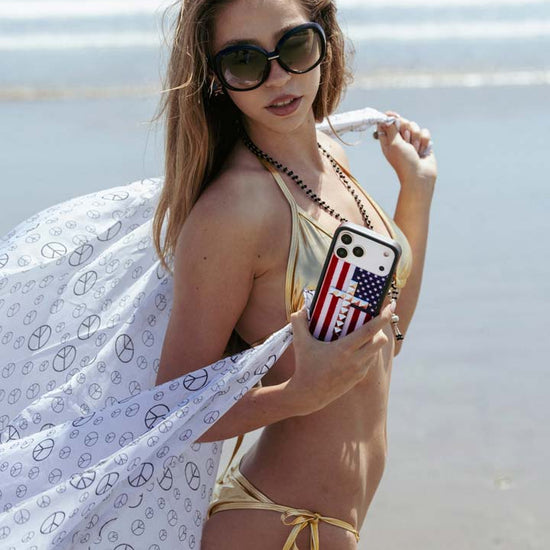 Lifestyle Image 02 Stud Cross American Flag iPhone Case