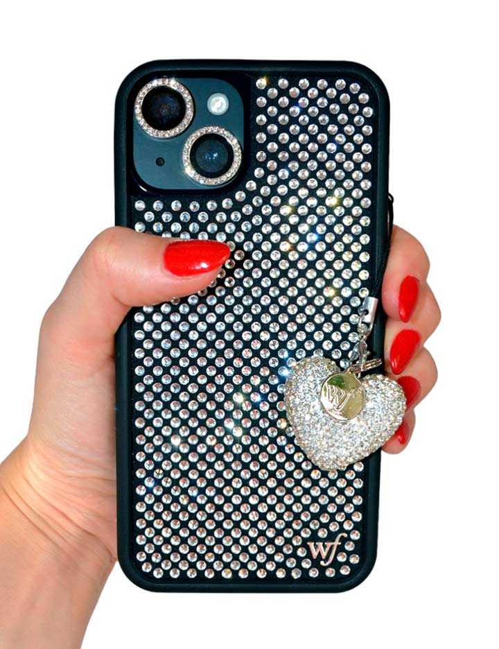 Rhinestone Heart Charm | White – Wildflower Cases