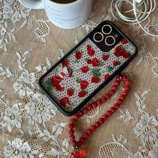 wildflower strawberry iphone wristlet