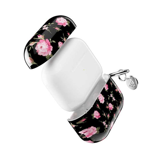 wildflower black and pink floral airpodspro2 case