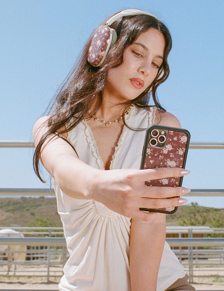 Brown Floral Airpod Max Case - Thumbnail 5