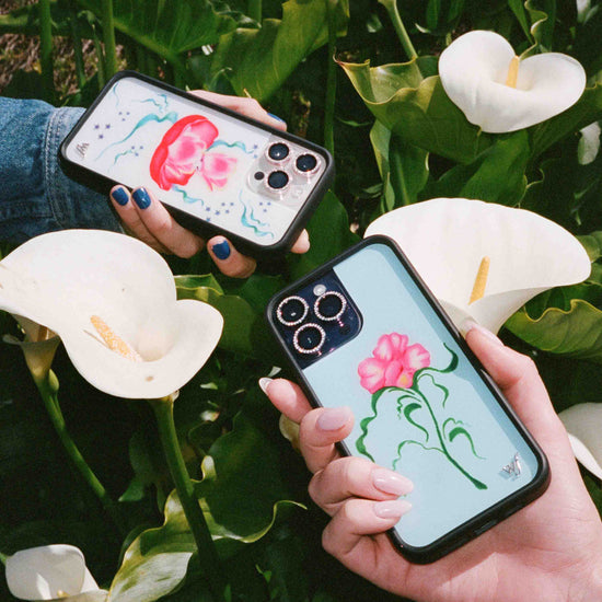 Wildflower Cases - Dancing Flowers Case, Compatible with Apple iPhone 15 Plus | Trendy, Pink, Blue, Flower, Dance Wildflower Cases - Dancing Flowers Case, Compatible with Apple iPhone 15 Plus | Trendy, Pink, Blue, Flower, Dance