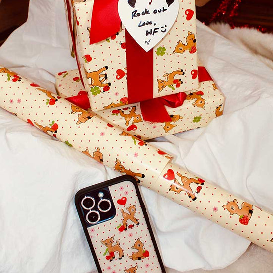 Oh Deer and Red Gingham Hearts Gift Wrap - 2 pack