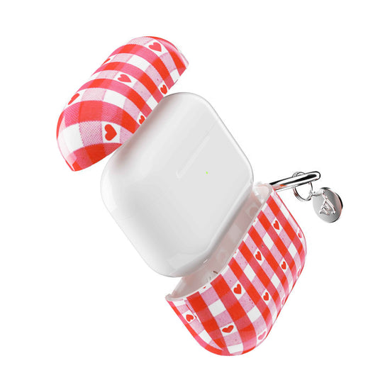 wildflower red gingham hearts airpodspro case