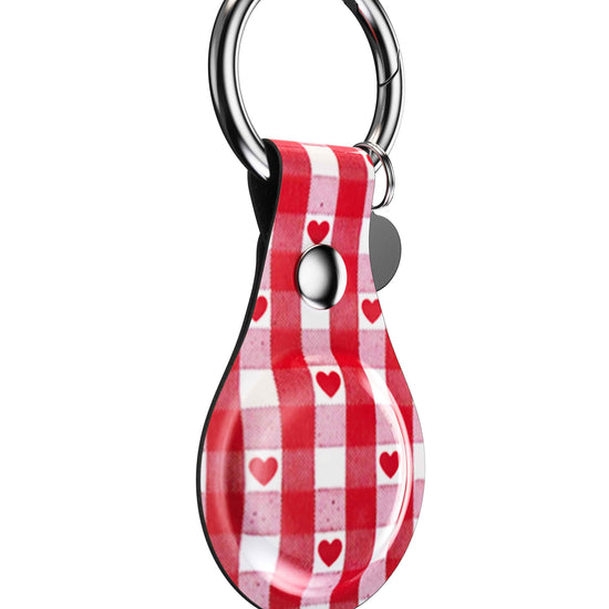 Wildflower Red Gingham Hearts AirTag Key Chain