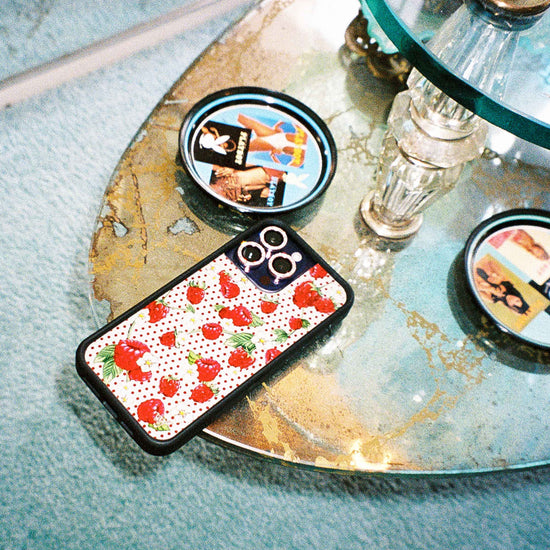 Raspberry Color Phone Case Raspberry Polka Dot iPhone 15 Pro Max Case – Wildflower Cases