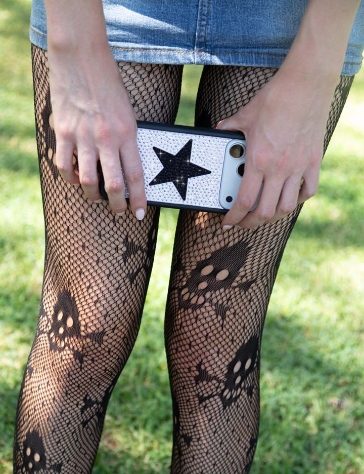Supporting Image 04 Rhinestone Star White and Black iPhone Case