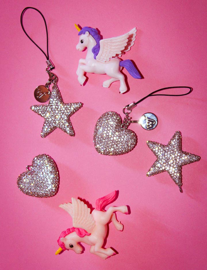 チャーム Bling heart and flower reserved Rhinestone Heart Charm | White – Wildflower Cases