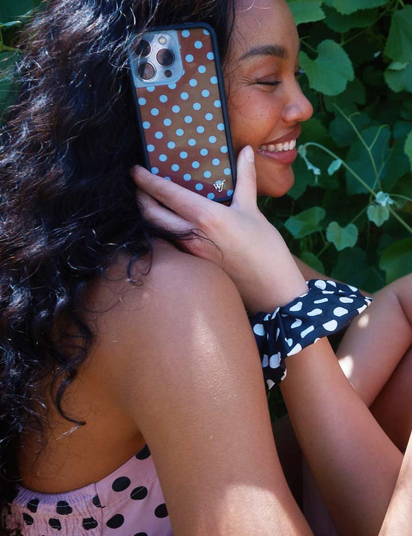 Lifestyle Image 06 Polka Dot | Brown and Blue iPhone Case