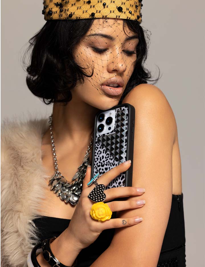 Snow Meow Stud iPhone 17 Pro Case – Wildflower Cases