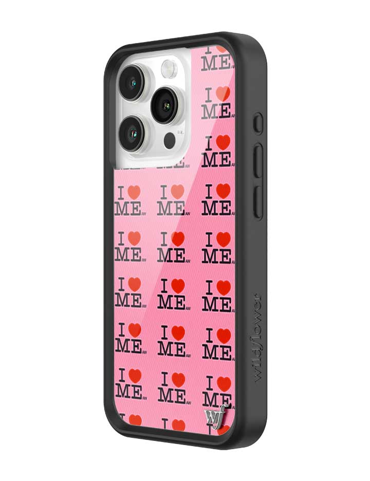 Wildflower iPhone case 15 Pro I Heart Me Red Pink Cute