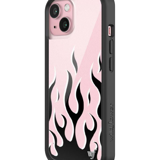 Wildflower iPhone case 15 Flames Pink Black Cute