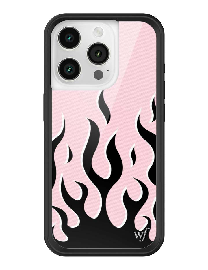 Wildflower iPhone case 15 Pro Flames Pink Black Cute
