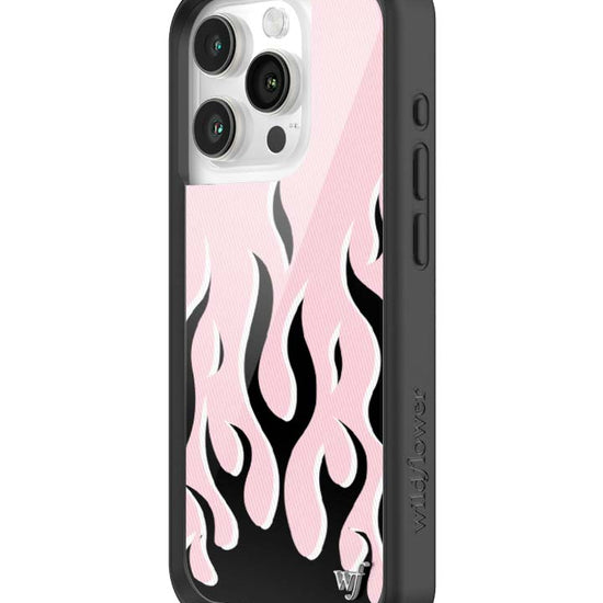 Wildflower iPhone case 15 Pro Flames Pink Black Cute