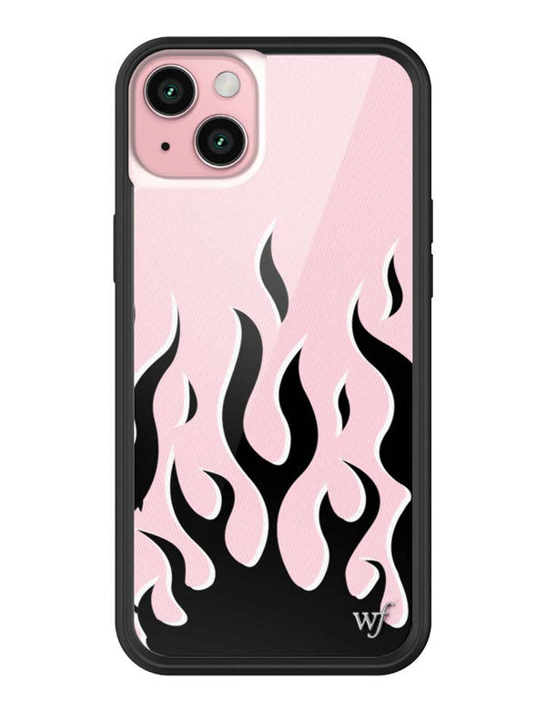 Wildflower iPhone case 15 Plus Flames Pink Black Cute