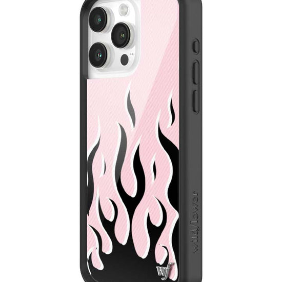 Wildflower iPhone case 15 Pro Max Flames Pink Black Cute
