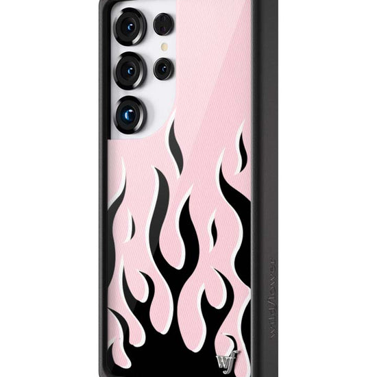 Wildflower Galaxy S25 case Ultra Flames Pink Black Cute