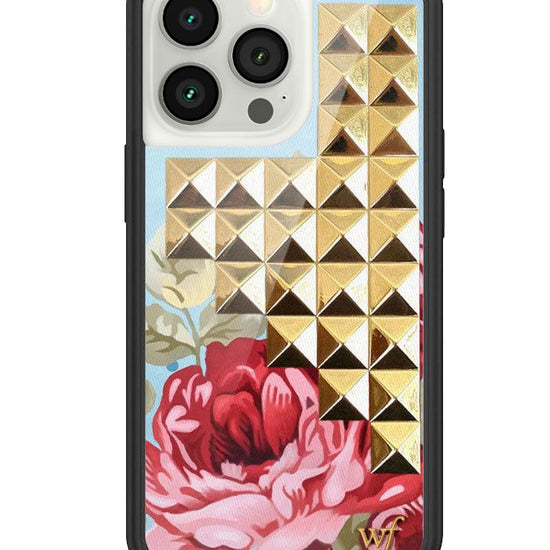wildflower blue floral stud iphone 13 pro case