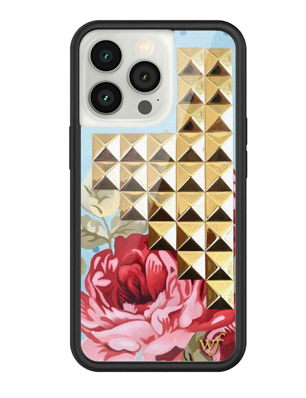 wildflower blue floral stud iphone 13 pro case