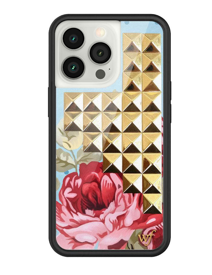 wildflower blue floral stud iphone 13 pro case