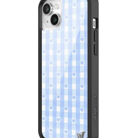 Blue Gingham Hearts iPhone Case