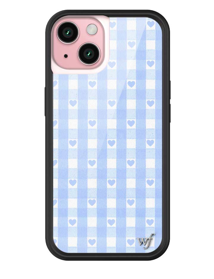 wildflower iPhone16Proケース I Heart Me ブルー Gingham Hearts | Blue iPhone 16 Pro Max Case – Wildflower Cases