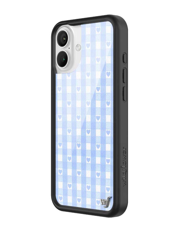 Gingham Hearts | Blue iPhone 16 Plus Case – Wildflower Cases