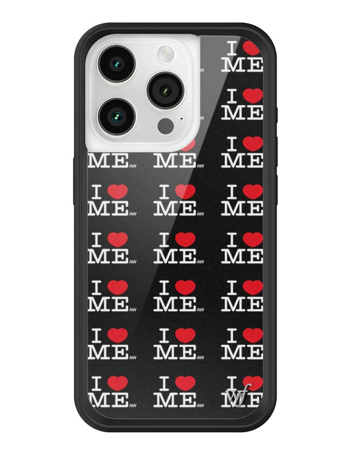 Wildflower iPhone case 15 Pro I Heart Me Black Cute