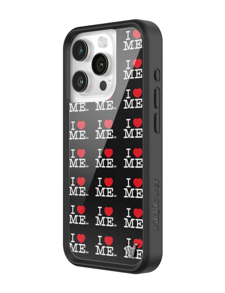 Wildflower iPhone case 15 Pro I Heart Me Black Cute
